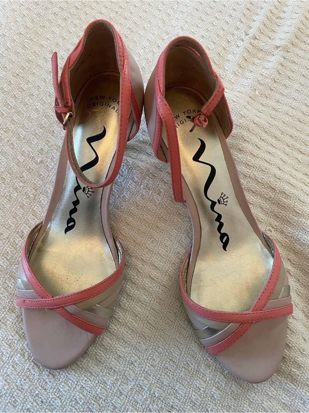 Unisa Pink two tone Ankle-Strap kitty Heel Sandals